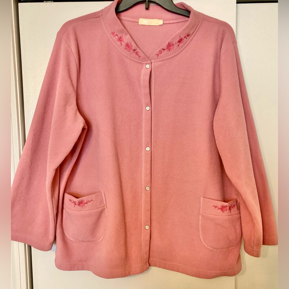 Pink Embroidered Bed Coat